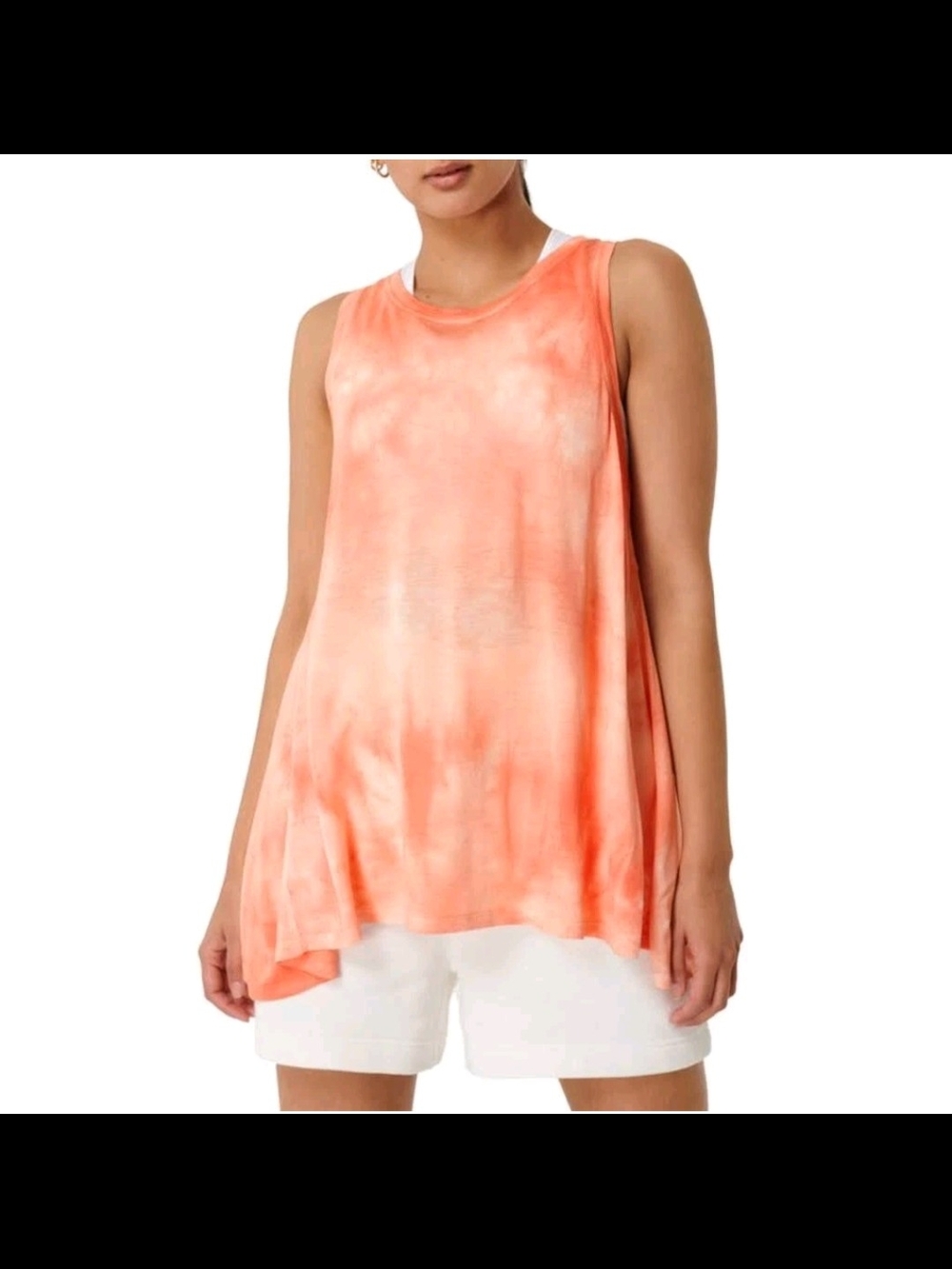 Sweaty Betty Easy Peezy Tack Top Orange Tie-Dye Lightweight